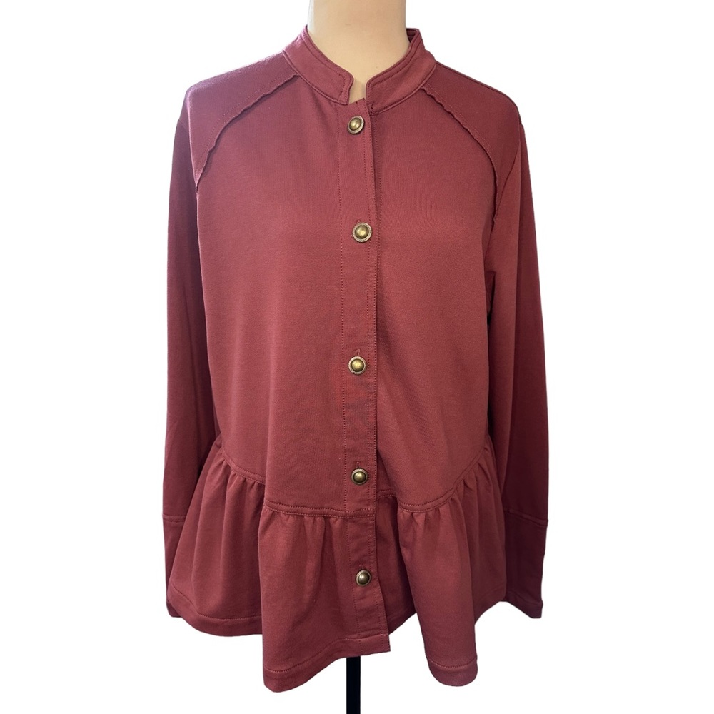 NWT Maurices Peplum Utility Jacket Large Dusty Rose Feminine Casual Chic - Picture 2 of 6